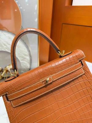 wholesale quality hermes kelly 25 crocodile brown